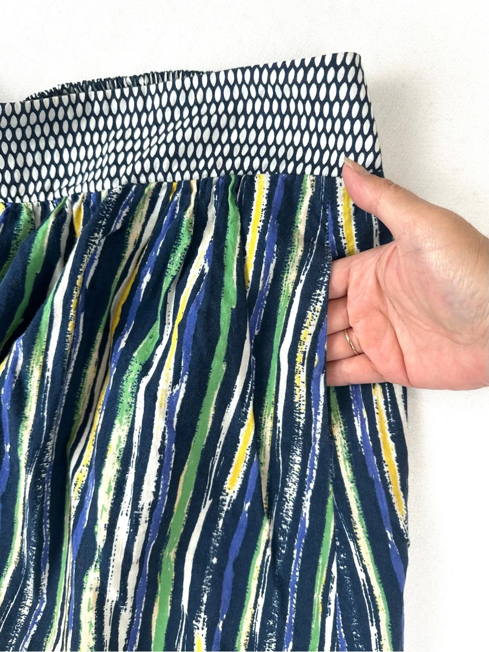 Porridge Anthropologie Stripe Mini Skirt Pull On Cotton Mix Print